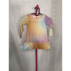 Tea Collection Kids Tie Dye Long Sleeve Ruffle Hem Dress Size 3